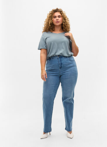 Jeans with an extra high waist, Light blue, Model image number 0