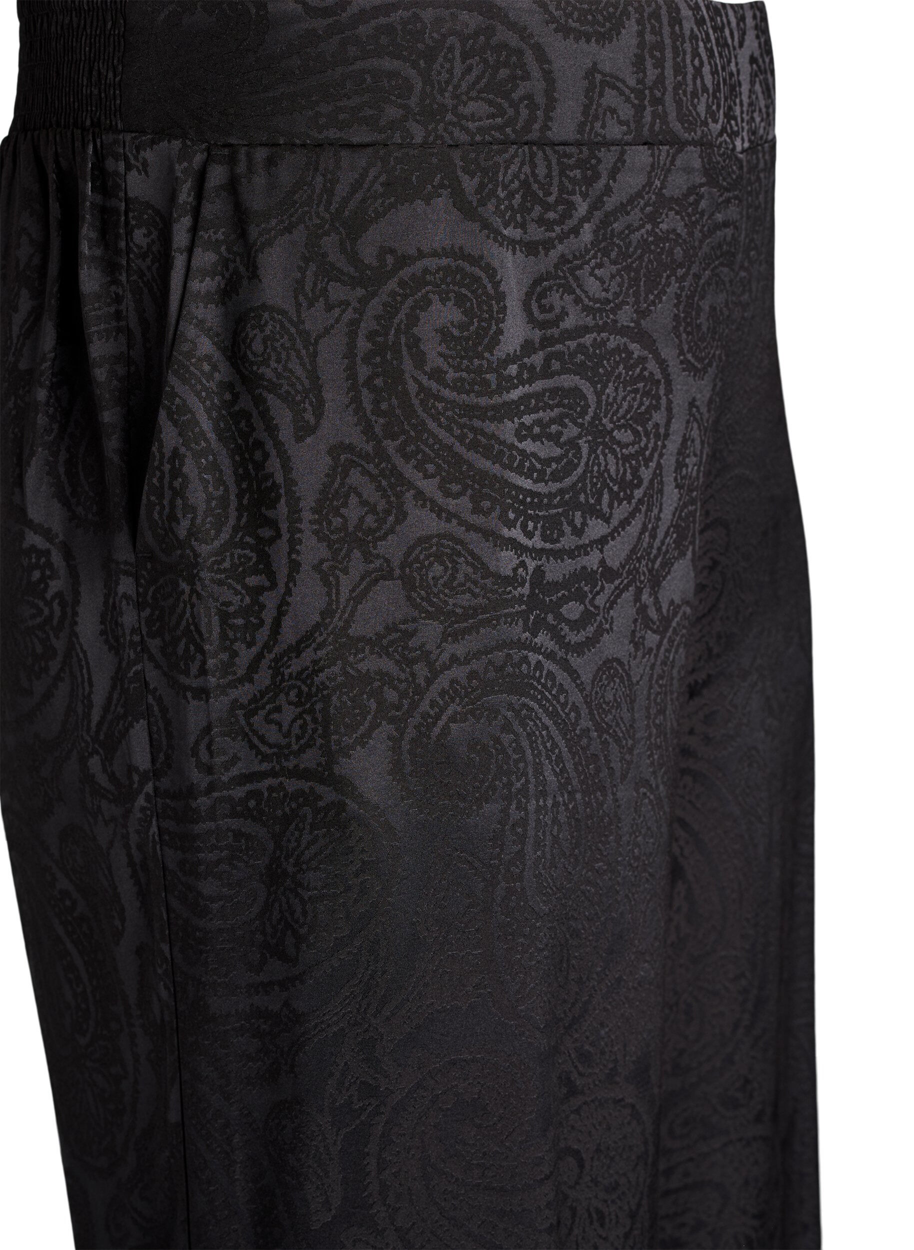 ZizzifashionLoose trousers with paisley pattern and high waist, Black, Packshot image number 2