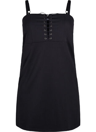 Form-fitting dress with cord detail - Black - Sz. 40-64 - Zizzifashion Form-fitting dress with cord detail - Black - Sz. 40-64 - Zizzifashion