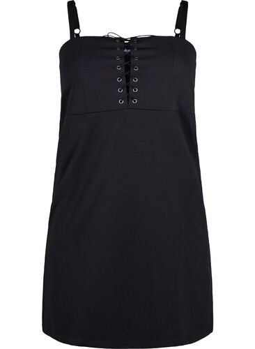 Form-fitting dress with cord detail, Black, Packshot image number 0