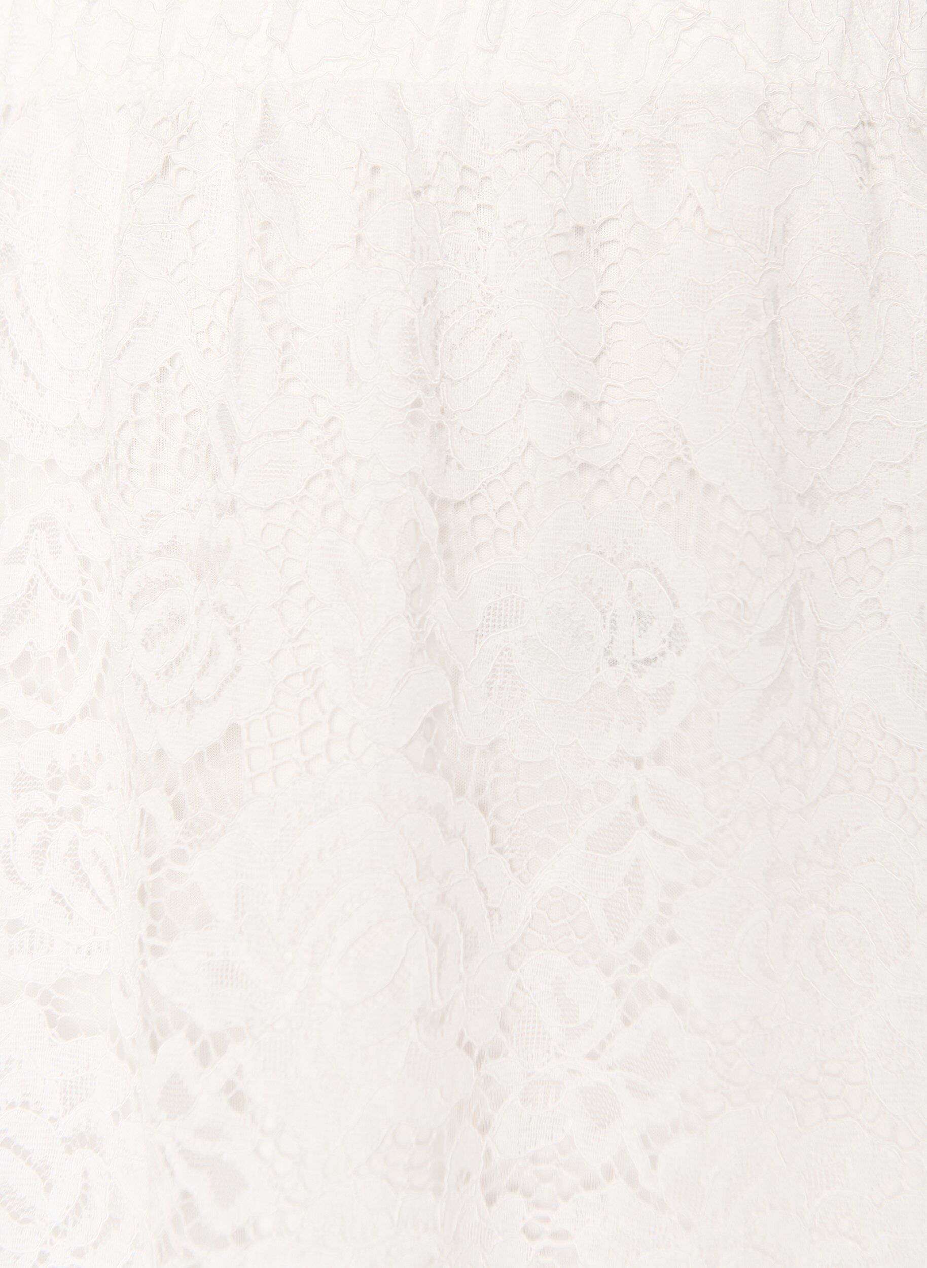 Zizzifashion Lace midi skirt with an elasticated waist, White, Packshot image number 2