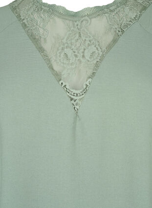 Short-sleeved blouse with lace, Lily Pad, Packshot image number 2