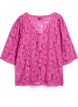 Lace blouse with 3/4 sleeves and bows on the front, Purple, Packshot image number 1