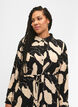 Long-sleeved midi dress in viscose with print, Black AOP, Model image number 2