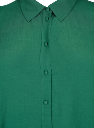 Viscose shirt with 3/4 sleeves and embroidery details, Hunter Green, Packshot image number 2