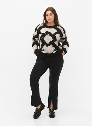 Patterned knitted blouse, Black Comb, Model image number 2