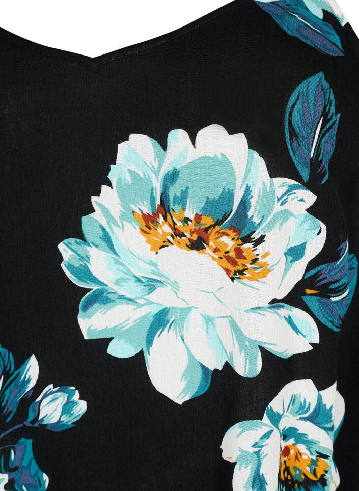 Sleeveless top in viscose, Black Big Flower, Packshot image number 2