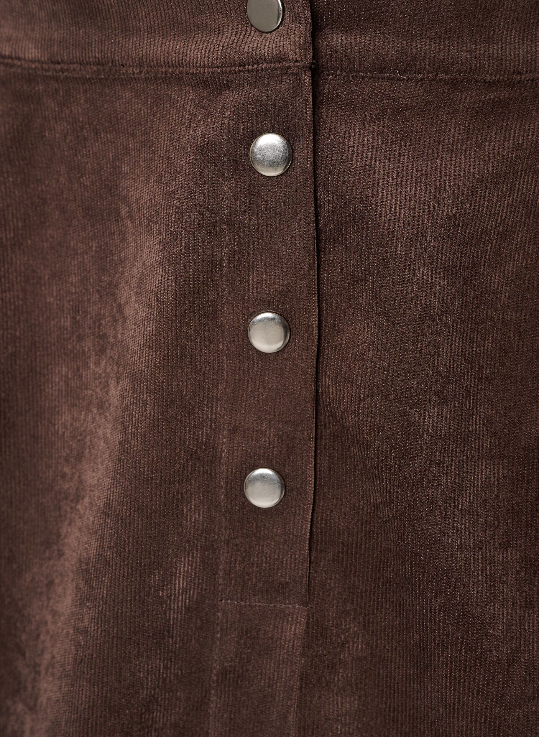 ZizzifashionShort corduroy skirt with press studs, Brown, Packshot image number 2