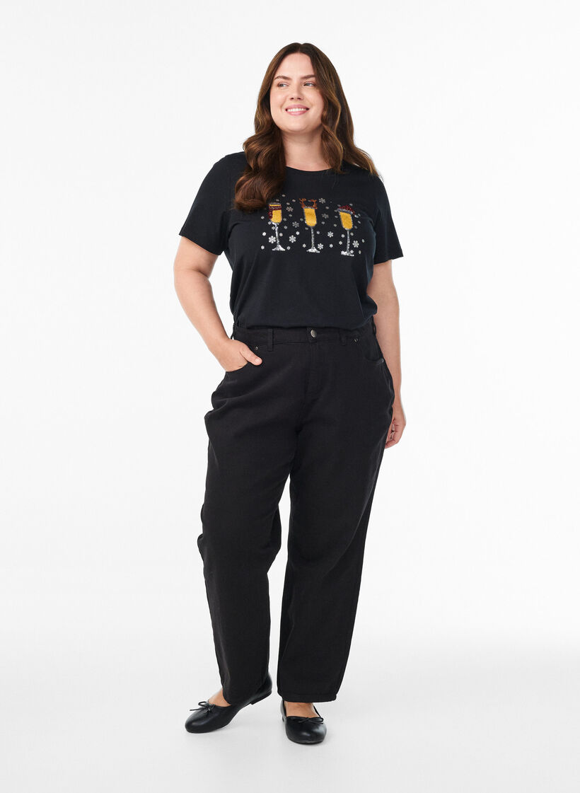 Christmas t-shirt in organic cotton, Black, Model image number 1