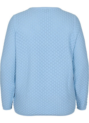 Patterned knitted blouse in organic cotton, Chambray Blue, Packshot image number 1