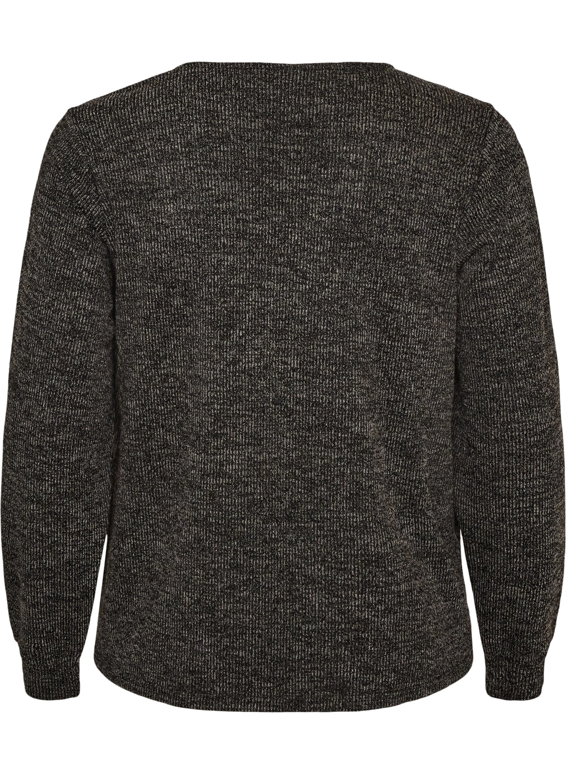 ZizzifashionJersey blouse with a V-neck and long sleeves, Black, Packshot image number 1