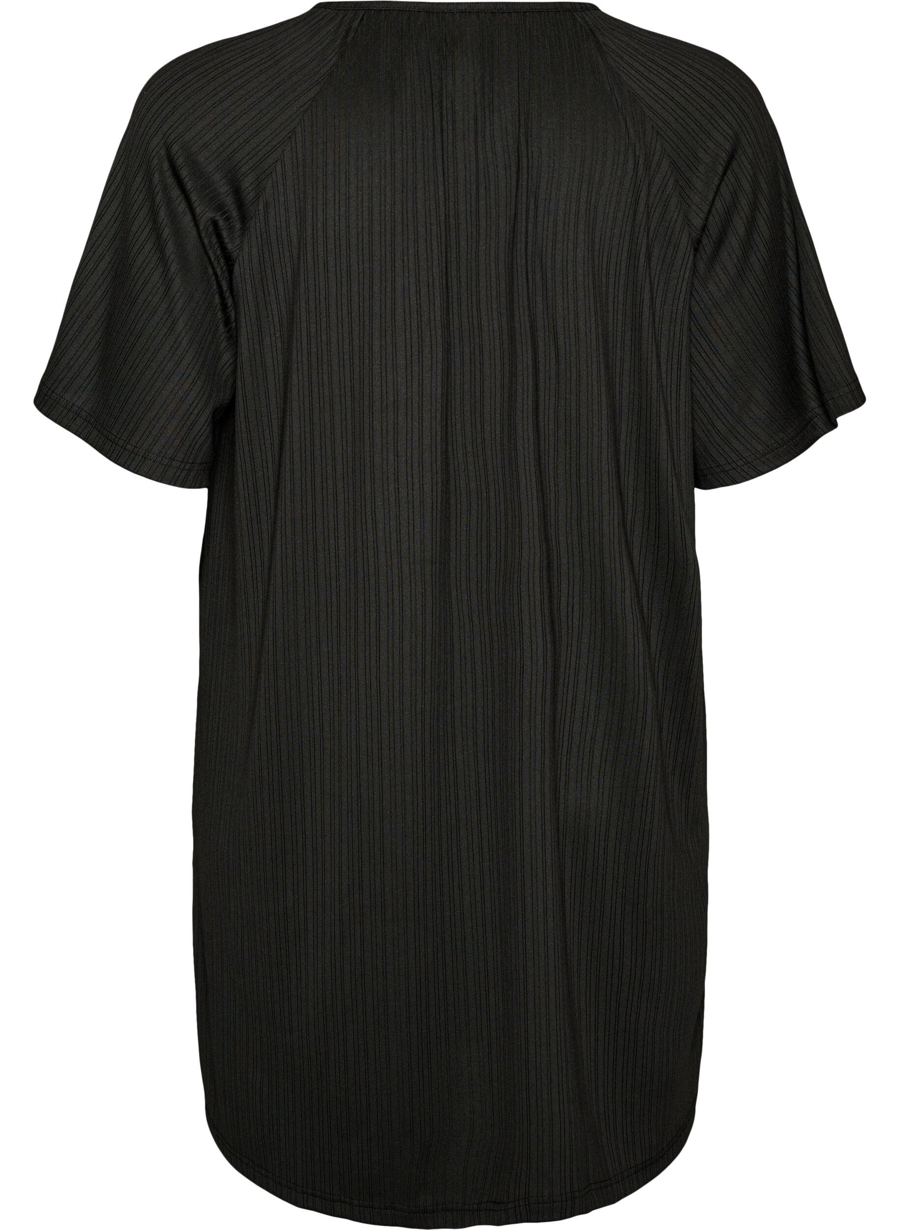 ZizzifashionJersey tunic with textured stripes, Black, Packshot image number 1