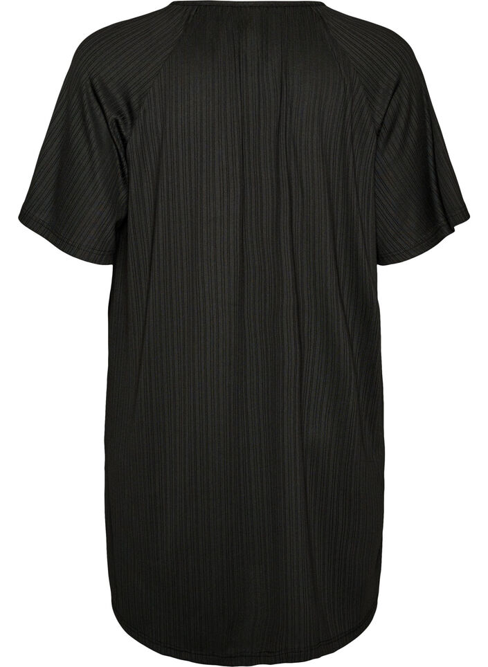 Jersey tunic with textured stripes, Black, Packshot image number 1