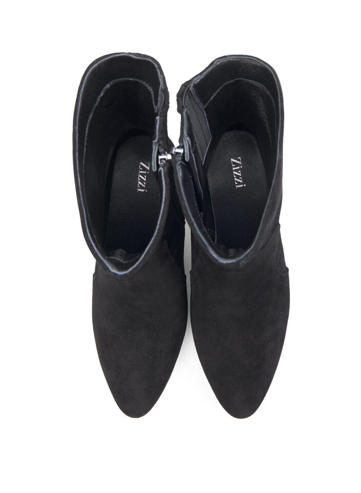 Wide fit - Suede ankle boots with heel, Black, Packshot image number 2