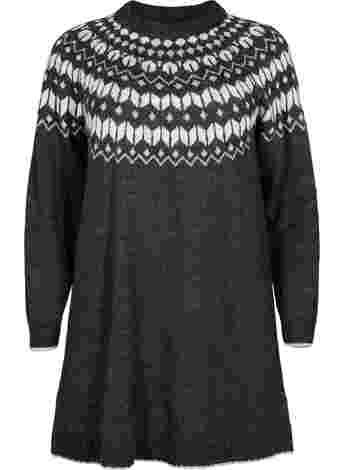 Patterned knit dress with wool