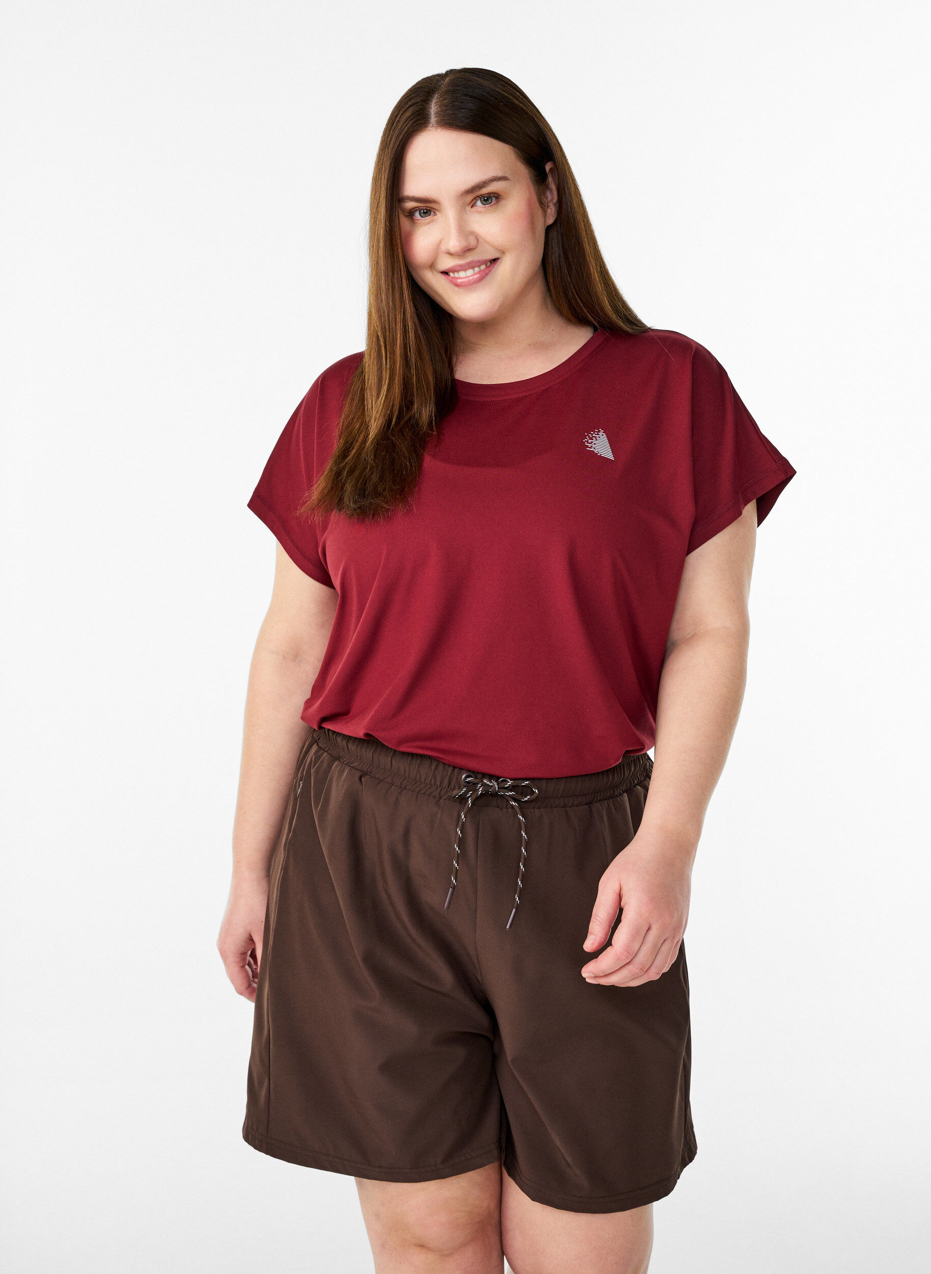Zizzifashion Training shorts with inner shorts and a phone pocket, Brown, Model image number 3
