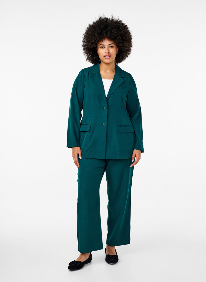 FLASH - Blazer with pockets and a slit, Green, Model image number 1
