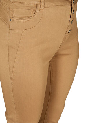 Close-fitting capris with button fastening, Camel, Packshot image number 2