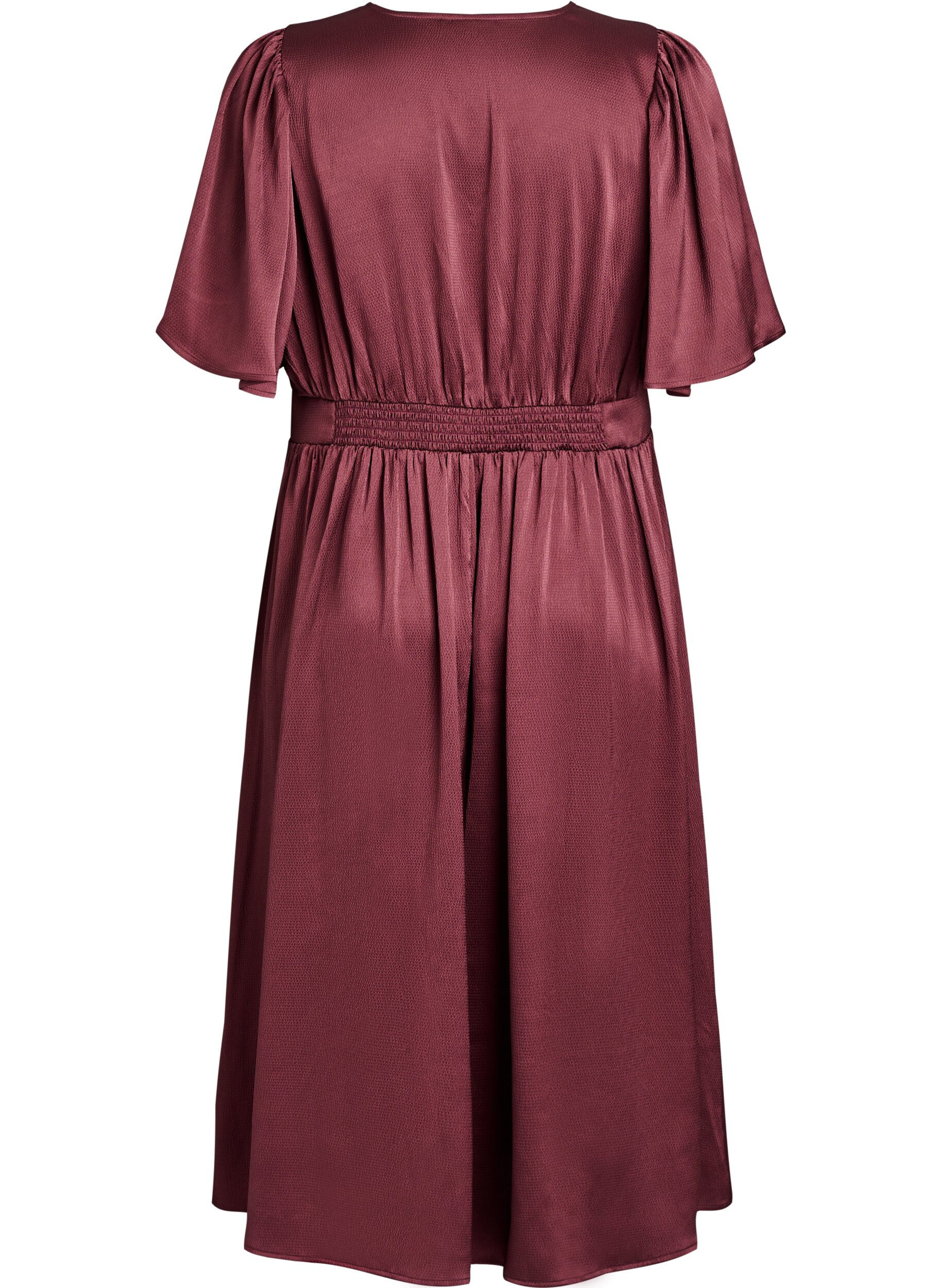 Zizzifashion Empire party dress in midi length, Dark Bordeaux, Packshot image number 1