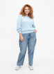 Pullover with hole pattern and boat neck	, Blue Bell, Model image number 2