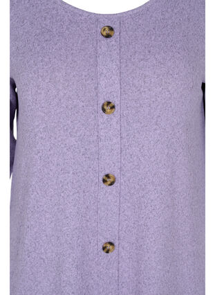 Blouse with buttons and 3/4 sleeves, Purple Melange, Packshot image number 2