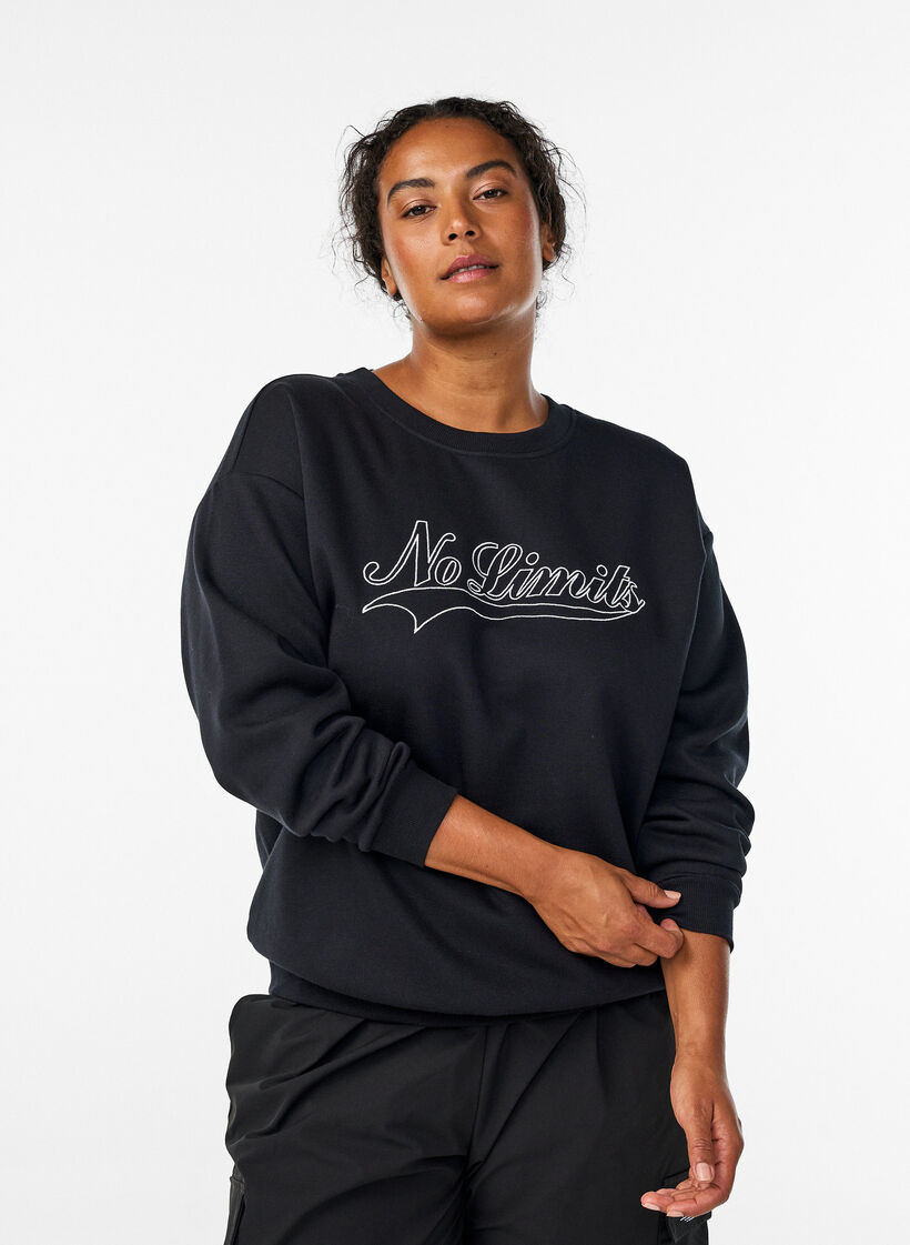 Sweatshirt with statement detail, Black, Model image number 0