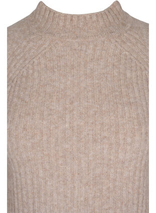 High-neck knitted jumper with rib details, Simply Taupe Mel., Packshot image number 2