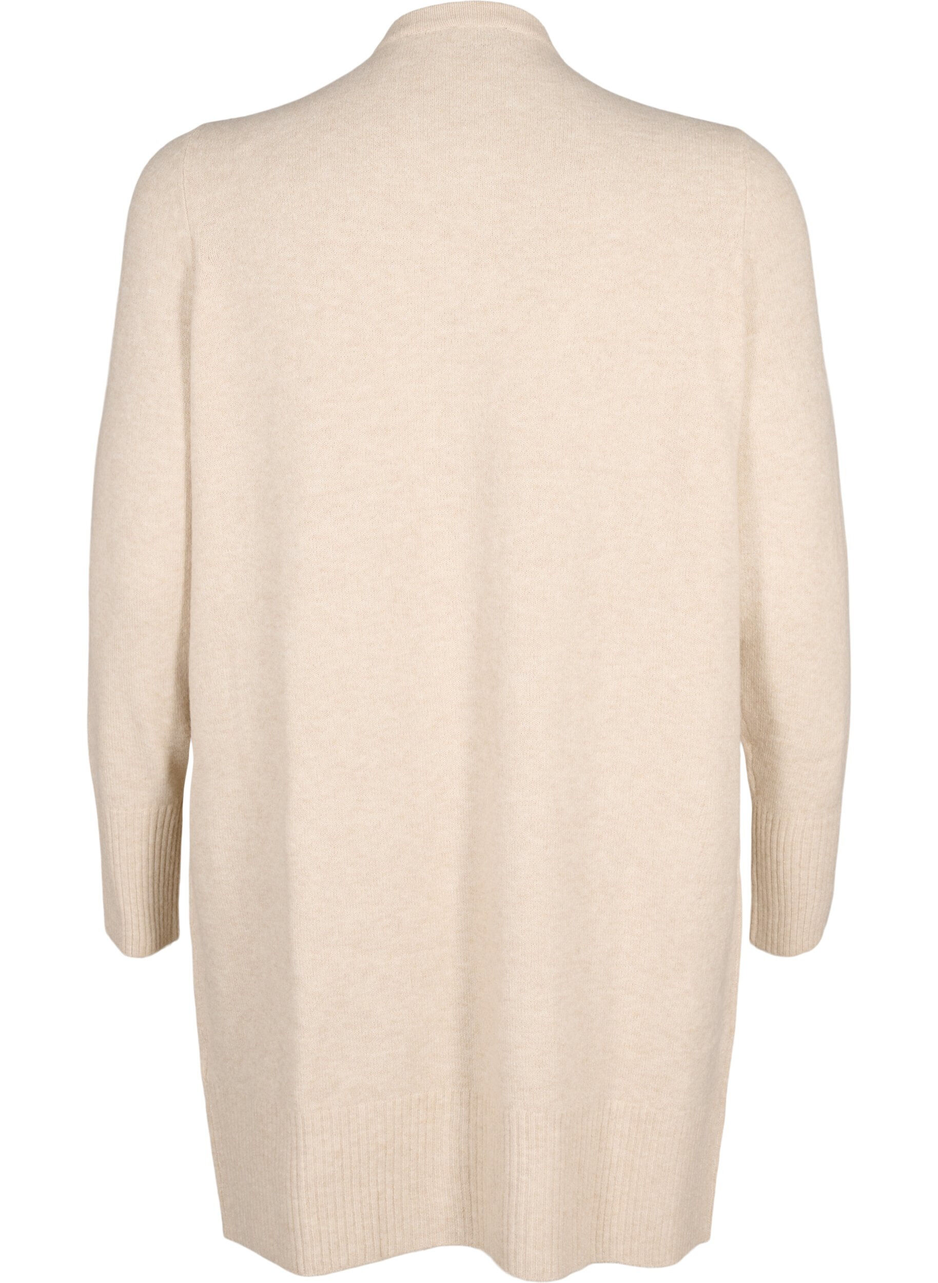 ZizzifashionRibbed Knit Cardigan with Pockets, Beige, Packshot image number 1