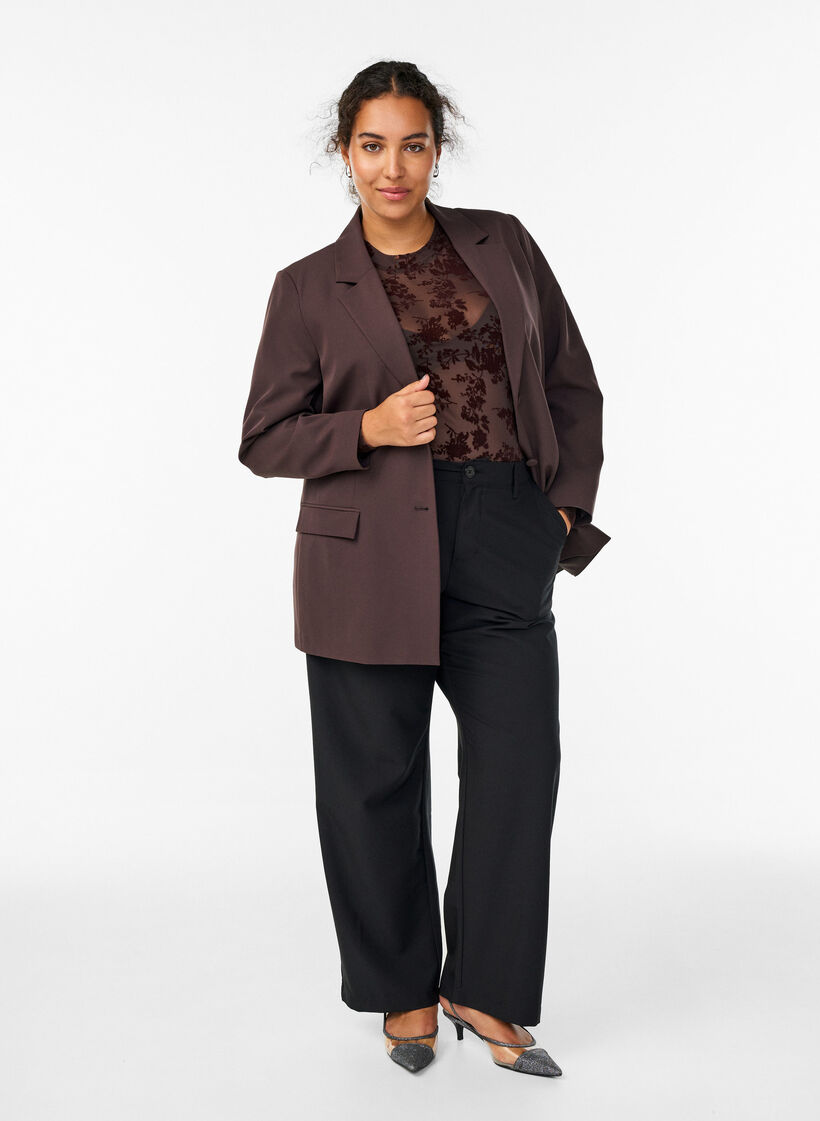 Classic blazer with button closure, Brown, Model image number 1