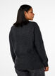 Knitted top with wool and slits, Dark Grey Melange, Model image number 1
