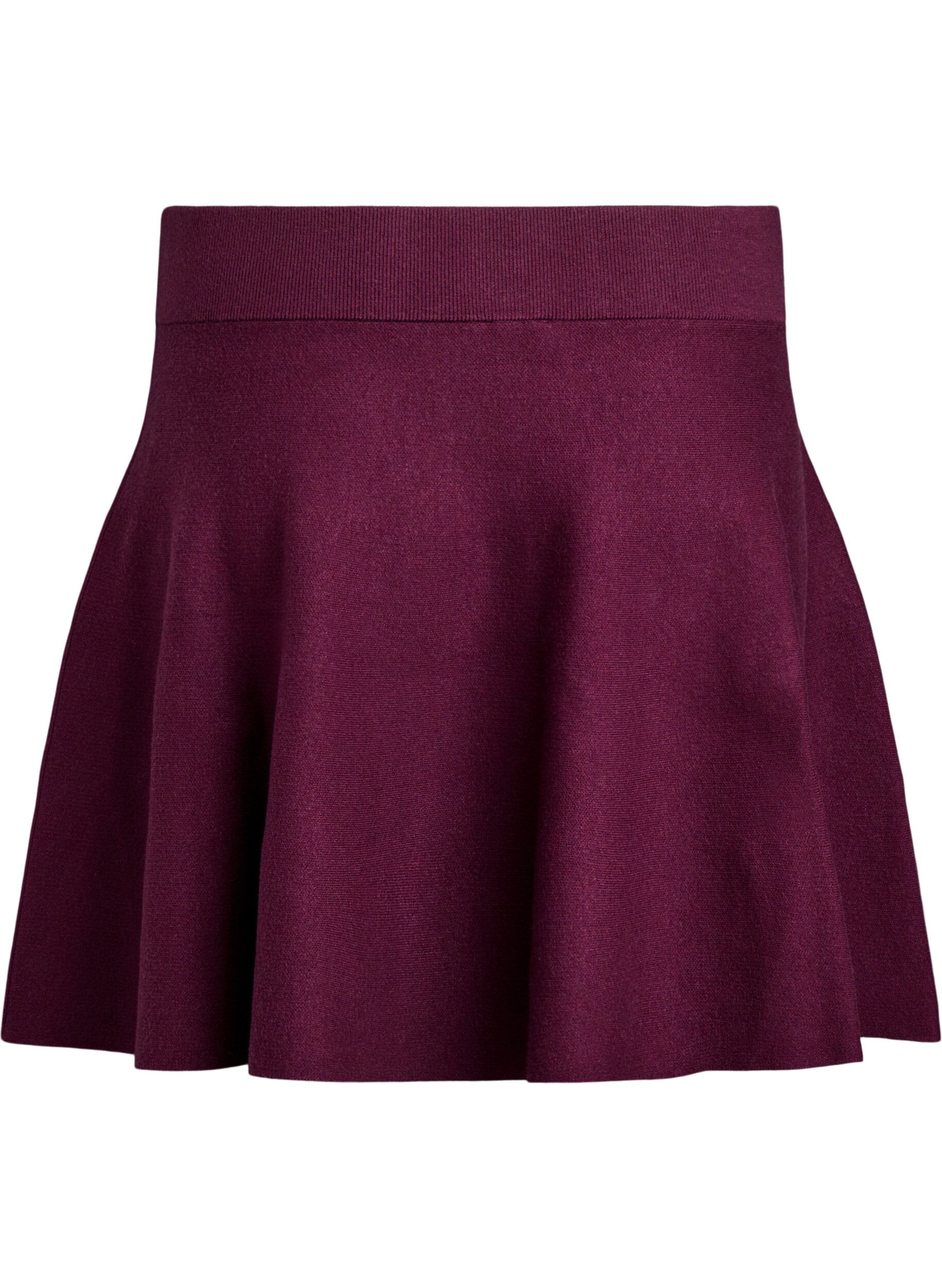ZizzifashionShort knitted A-line skirt, Dark Bordeaux, Packshot image number 1
