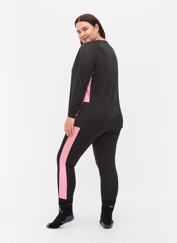Ski underpants with contrast stripe, Black w. Sea Pink, Model image number 1