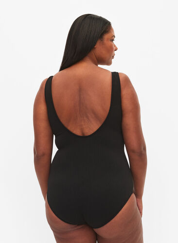 Swimsuit with crepe structure, Black, Model image number 1