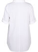 Short-sleeved cotton blend tunic with linen, Bright White, Packshot image number 1