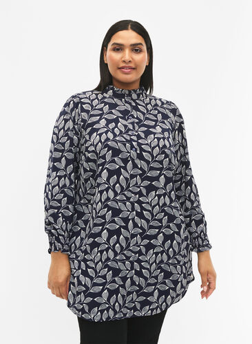 Tunic with smock, Navy Leaf, Model image number 0