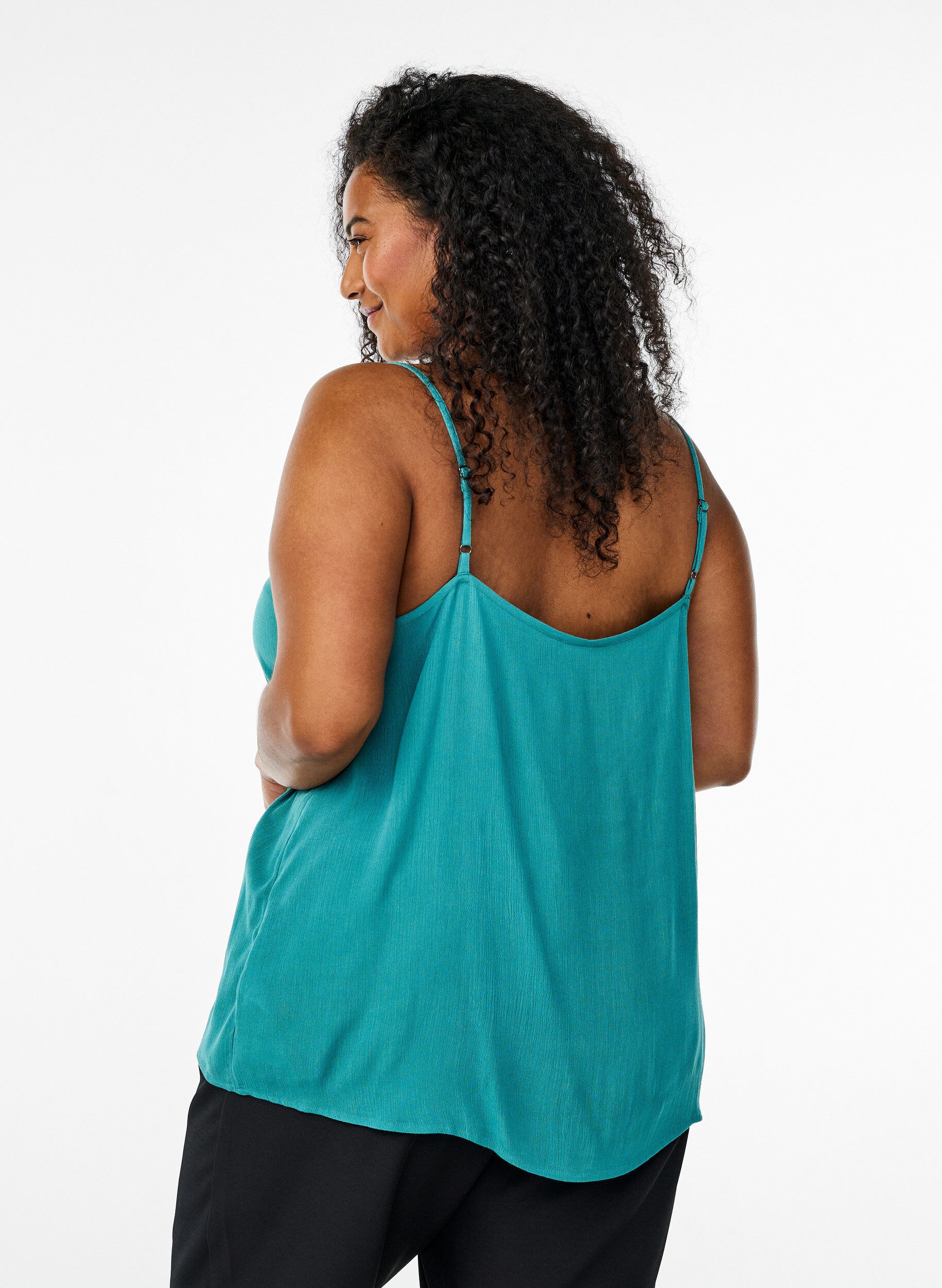 ZizzifashionStrap top in viscose, Green, Model image number 2