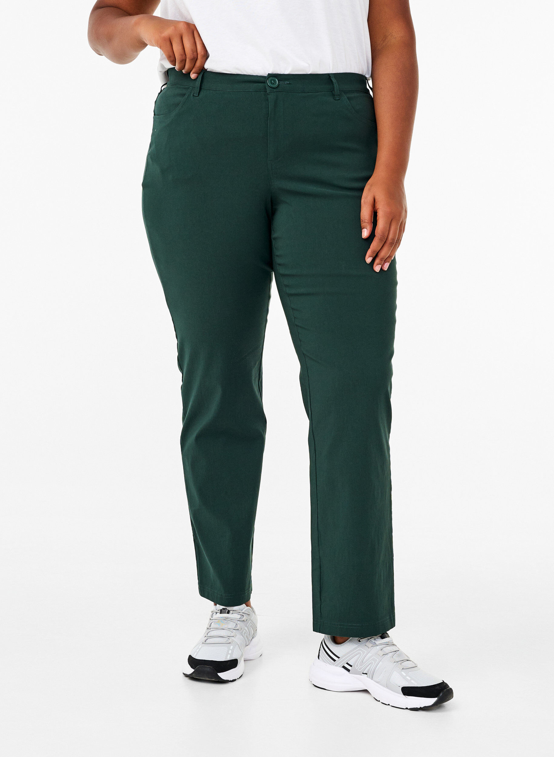 Zizzifashion Classic viscose blend trousers, Green, Model image number 2