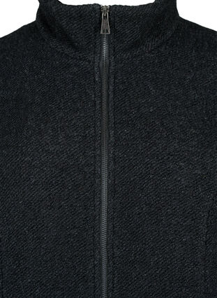 Melange bouclé coat with zipper, Black Mel., Packshot image number 2