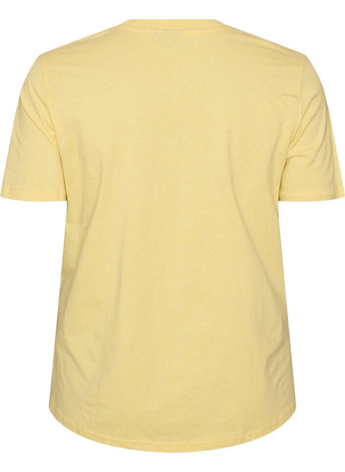 Cotton T-shirt with print, Yellow, Packshot image number 1