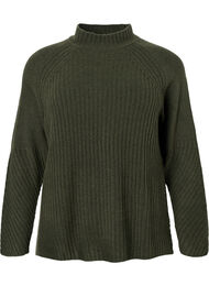 Turtleneck sweater with ribbed texture, Forest Night Mel., Packshot