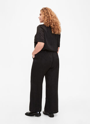 Trousers with textured pattern, Black, Model image number 1
