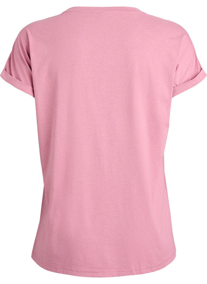 Short-sleeved cotton blend t-shirt, Rose, Packshot image number 1