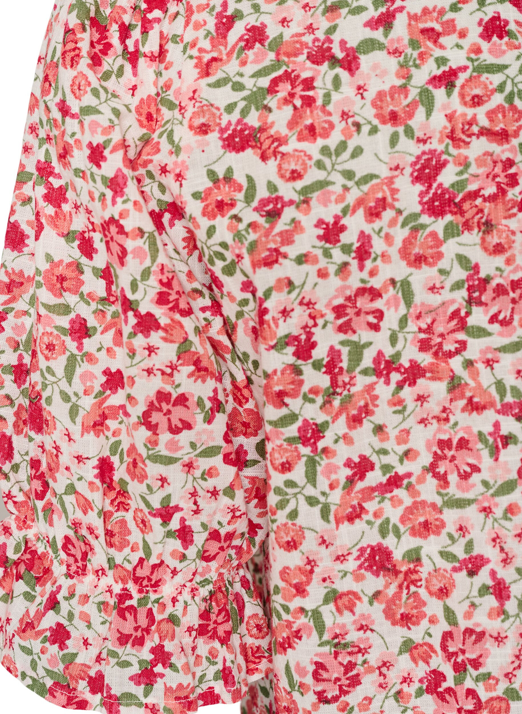 ZizzifashionCotton blouse with a square neckline, Red, Packshot image number 3