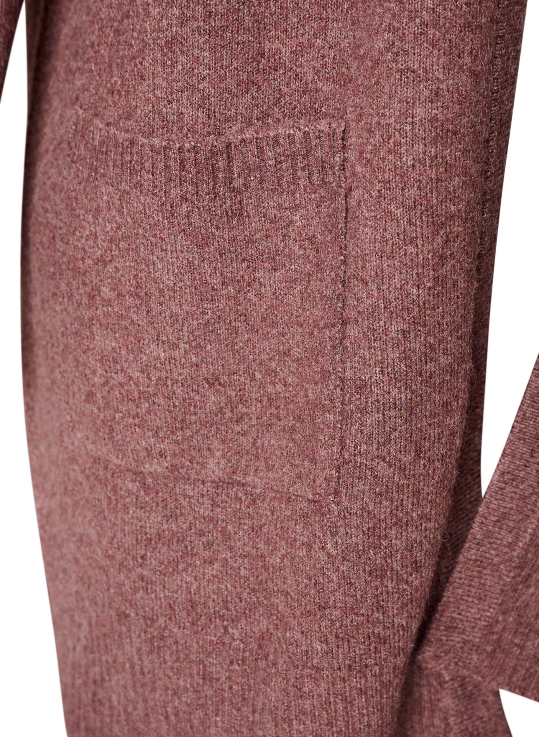 ZizzifashionRibbed Knit Cardigan with Pockets, Red, Packshot image number 3