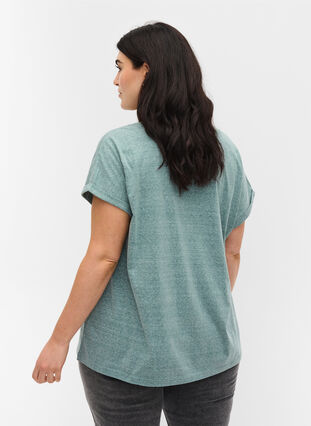 Mottled t-shirt in cotton, Sea Pine mel, Model image number 1