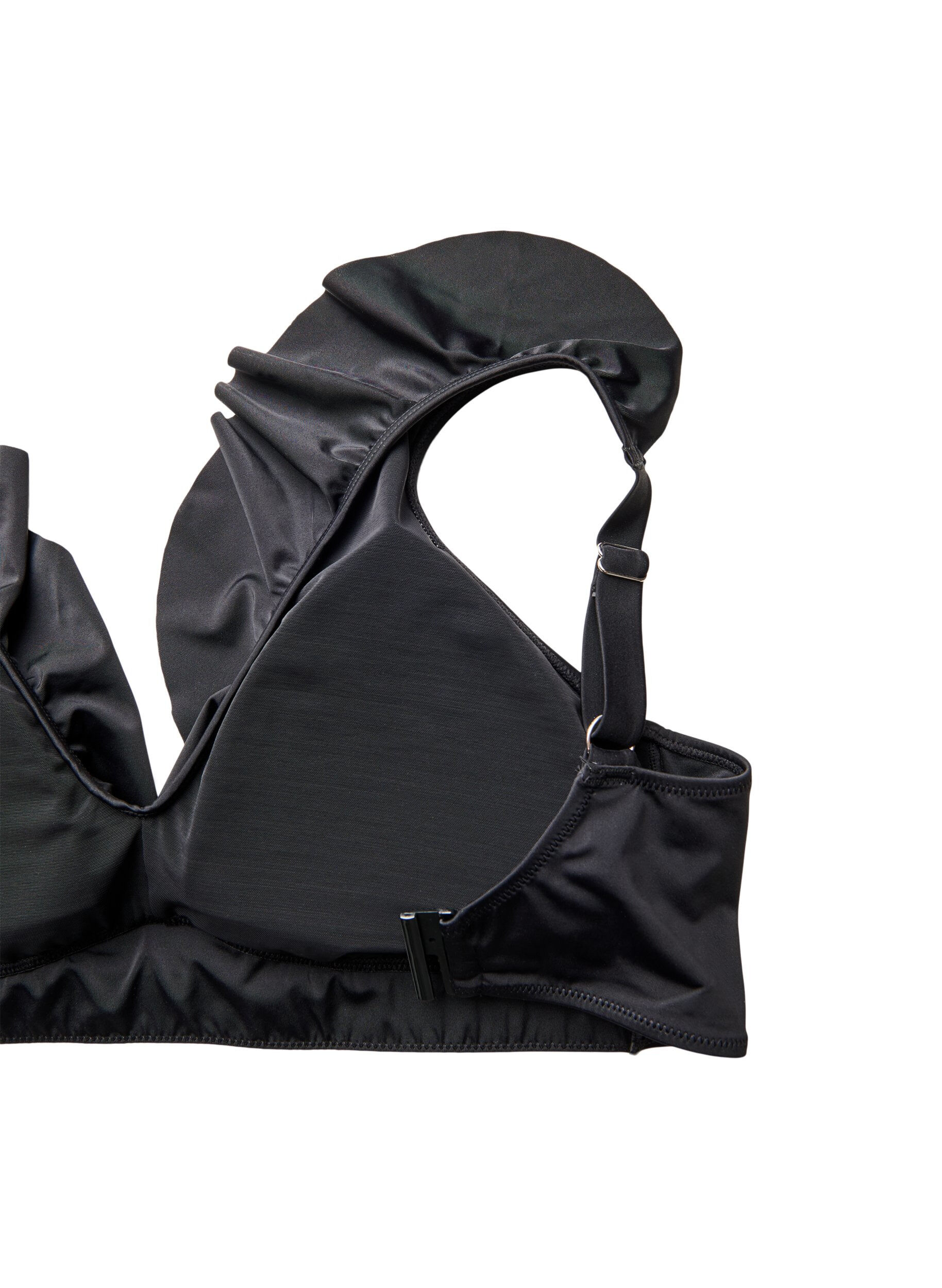 Zizzifashion Bikini top with ruffle details, Black, Packshot image number 3