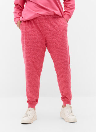 Sweatpants with print and pockets, Hot Pink AOP, Model image number 2