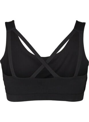 Sports bra with cross detail in the back, Black, Packshot image number 1