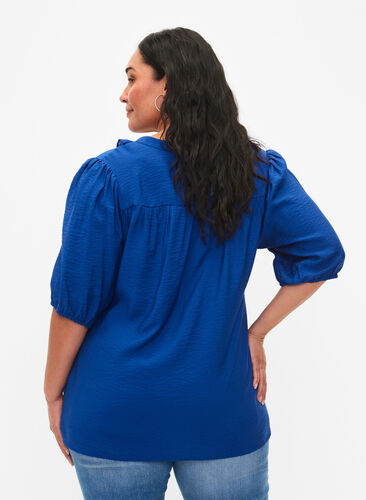 Viscose blouse with puff sleeves and ruffles, Surf the web, Model image number 1