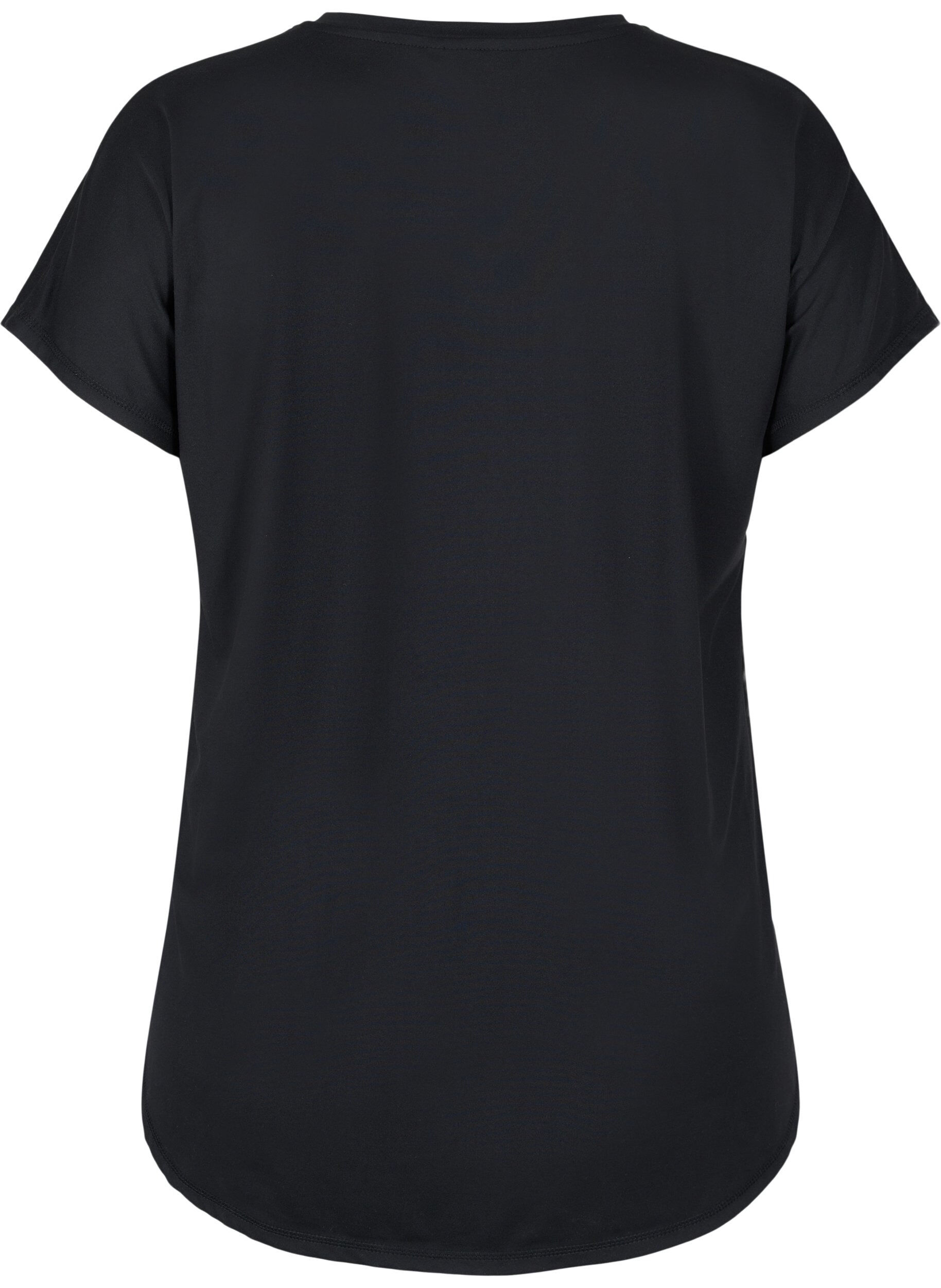 ZizzifashionShort sleeve sport t-shirt with v-neck, Black, Packshot image number 1